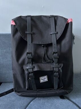 Herschel Supply Company Little America Black Backpack with Red Trim